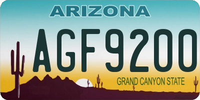 AZ license plate AGF9200