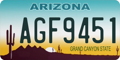 AZ license plate AGF9451
