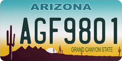 AZ license plate AGF9801