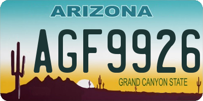 AZ license plate AGF9926