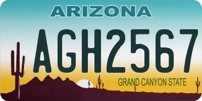 AZ license plate AGH2567