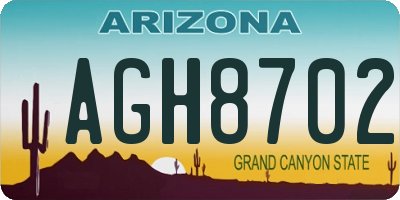 AZ license plate AGH8702