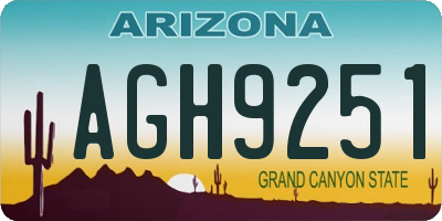 AZ license plate AGH9251