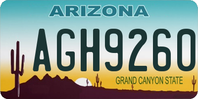 AZ license plate AGH9260