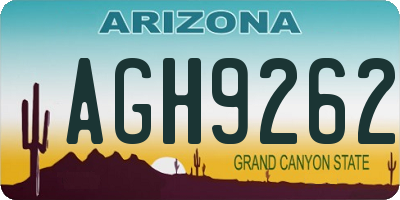 AZ license plate AGH9262