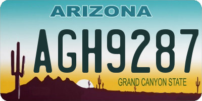 AZ license plate AGH9287