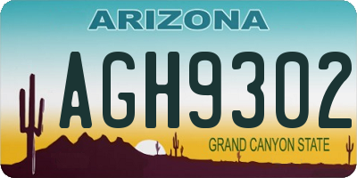 AZ license plate AGH9302