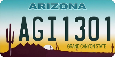 AZ license plate AGI1301