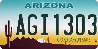 AZ license plate AGI1303
