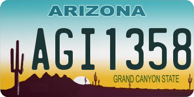 AZ license plate AGI1358
