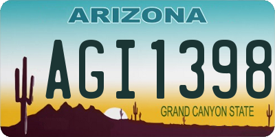 AZ license plate AGI1398