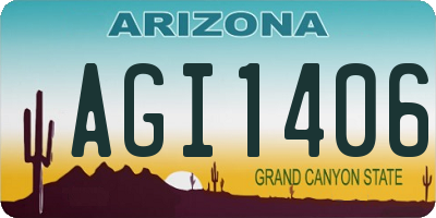 AZ license plate AGI1406