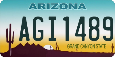 AZ license plate AGI1489