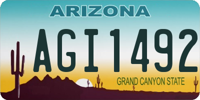 AZ license plate AGI1492