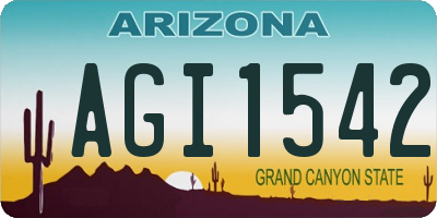 AZ license plate AGI1542