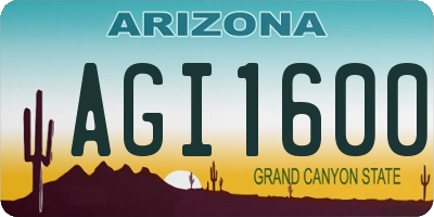 AZ license plate AGI1600