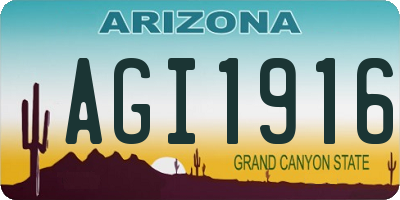 AZ license plate AGI1916