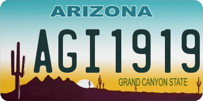 AZ license plate AGI1919