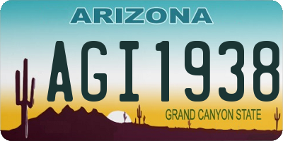 AZ license plate AGI1938