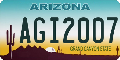 AZ license plate AGI2007