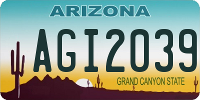 AZ license plate AGI2039