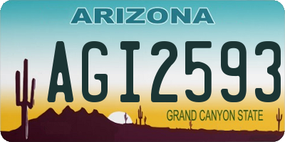 AZ license plate AGI2593
