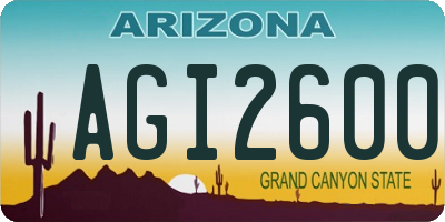 AZ license plate AGI2600