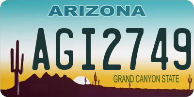 AZ license plate AGI2749