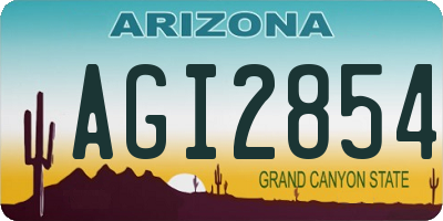 AZ license plate AGI2854