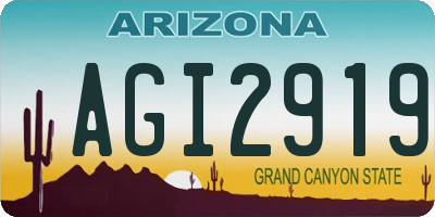 AZ license plate AGI2919