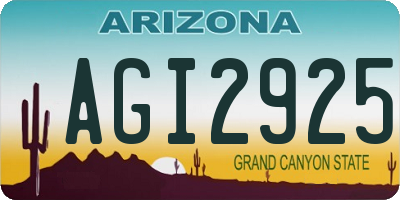 AZ license plate AGI2925