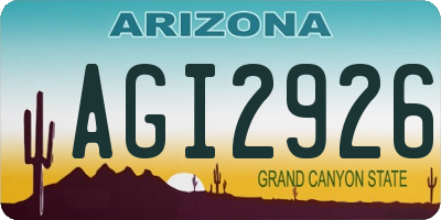 AZ license plate AGI2926