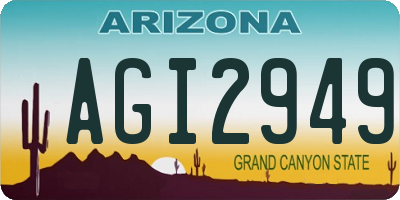 AZ license plate AGI2949