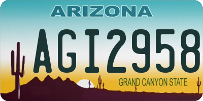 AZ license plate AGI2958