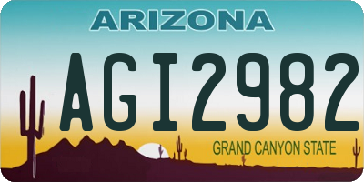 AZ license plate AGI2982
