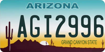 AZ license plate AGI2996