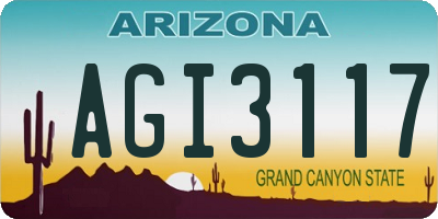 AZ license plate AGI3117