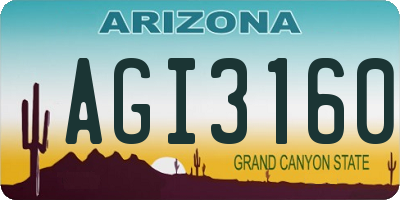AZ license plate AGI3160