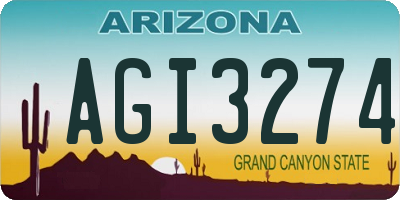 AZ license plate AGI3274