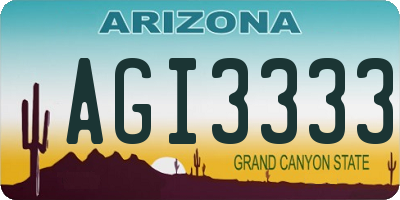 AZ license plate AGI3333