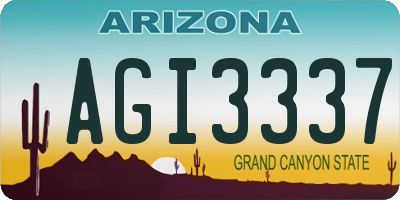 AZ license plate AGI3337