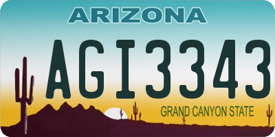 AZ license plate AGI3343