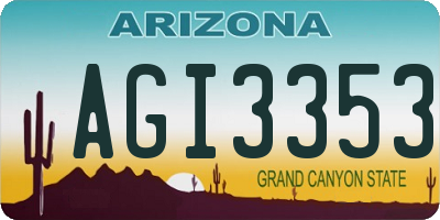 AZ license plate AGI3353