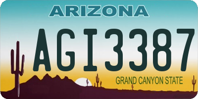 AZ license plate AGI3387