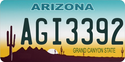 AZ license plate AGI3392