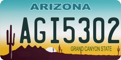 AZ license plate AGI5302