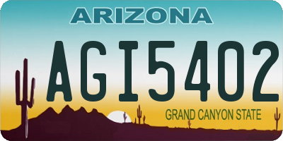AZ license plate AGI5402