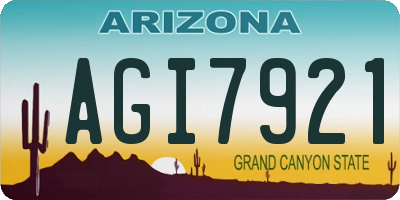 AZ license plate AGI7921