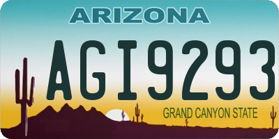 AZ license plate AGI9293