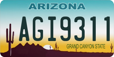 AZ license plate AGI9311